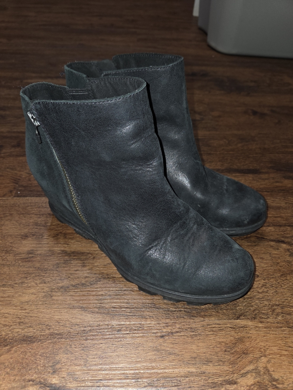 Sorel Joan Of Arctic II Wedge Black Leather Boots 11